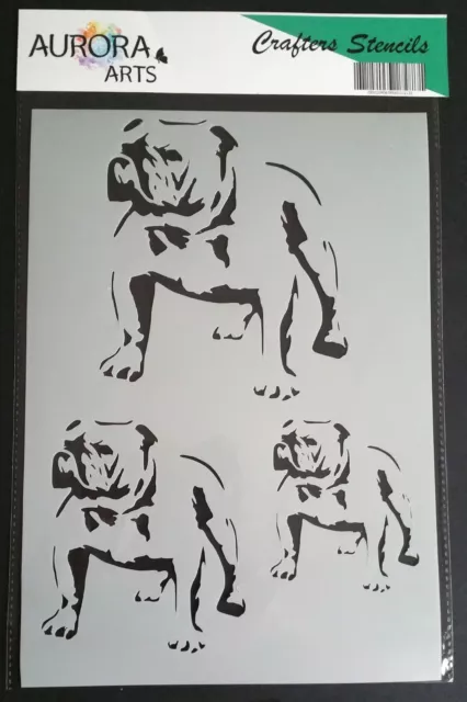 Stencil by Aurora Arts A4 British Bull Dog 190 micron Mylar craft stencil 227