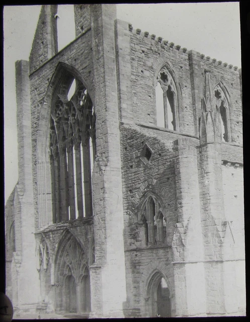 Glass Magic Lantern Slide TINTERN ABBEY WEST FRONT C1910 OLD PHOTO WALES