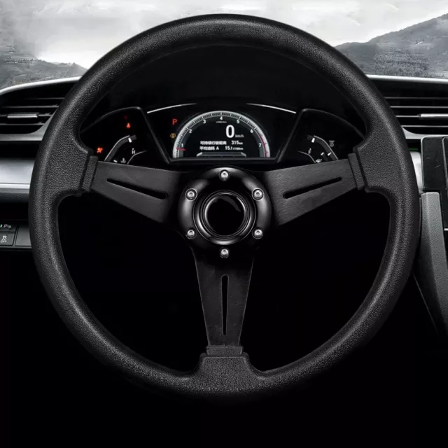UK Aluminum Auto Car Racing Steering Wheel PVC Sports Drifting Wheel Black