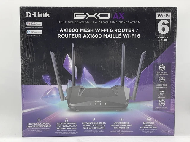 D-Link DIR-X1870 EXO AX1800 Mesh Wi-Fi 6 4-Stream Router New Sealed