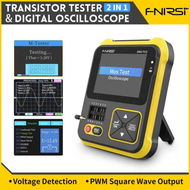 Fnirsi dso-tc2 tester transistor oscilloscopio digitale portatile 2,4"" 200 kMHz