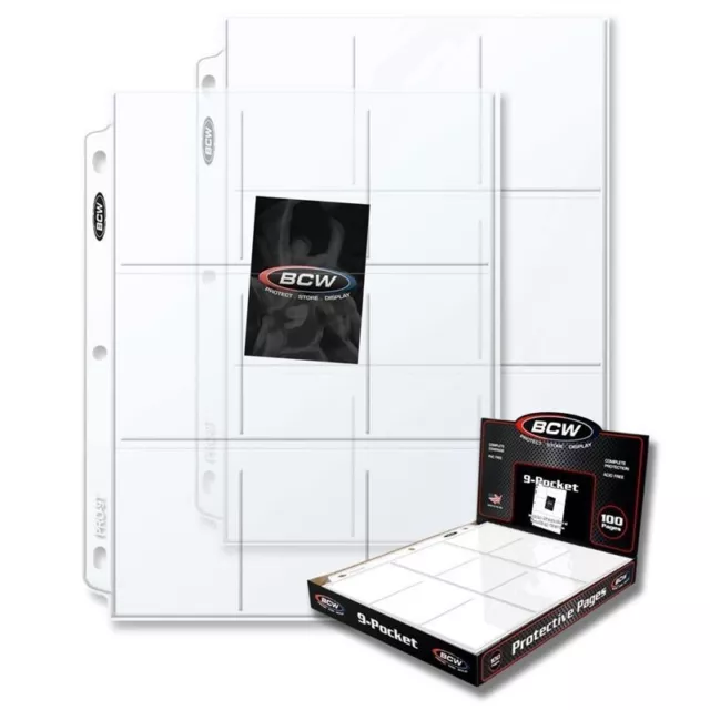 New 15 PK- 9 Pocket Pages BCW PRO Binder Cards / Coupon Sleeves Ultra Protection