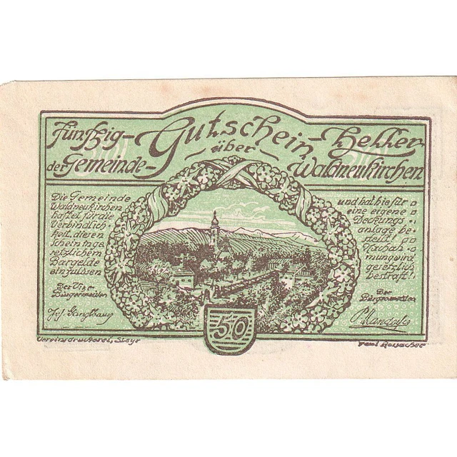 [#287975] Austria, Waldneukirchen, 50 Heller, paysage, 1920, UNC, Mehl:FS 1134