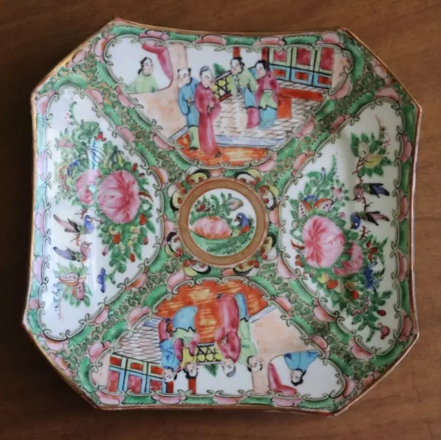 ANTIQUE CHINESE FAMILLE Rose Medallion Octagonal Plate Tray Platter ...