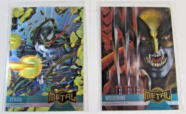 Lot of 2 METAL Comic Cards VENOM PUNISHER #136  WOLVERINE VAMPIRE #137  NM  MINT