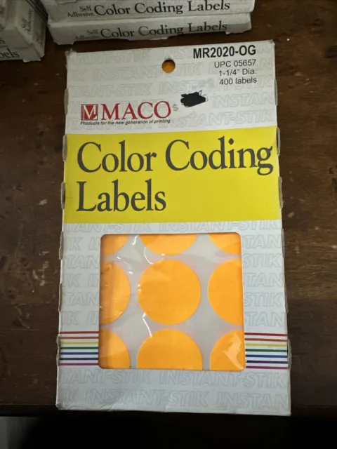 Lot Of 3 Packs MACO Round Labels ORANGE GLO 1-1/4 400 Labels MR2020-OG