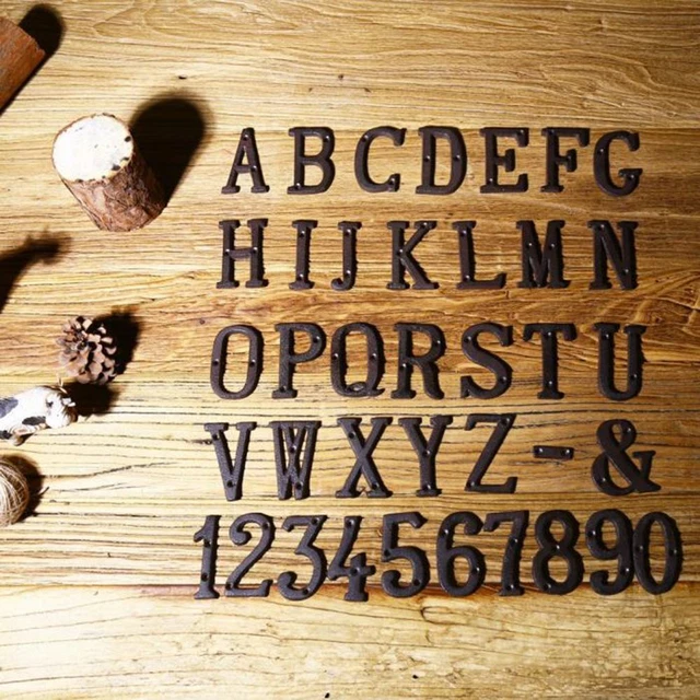 Retro Metal Letters House Address Sign Iron Cast Numbers Metal Alphabet