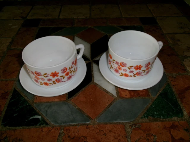3 grandes tasses café chocolat thé ARCOPAL Véronica myosotis