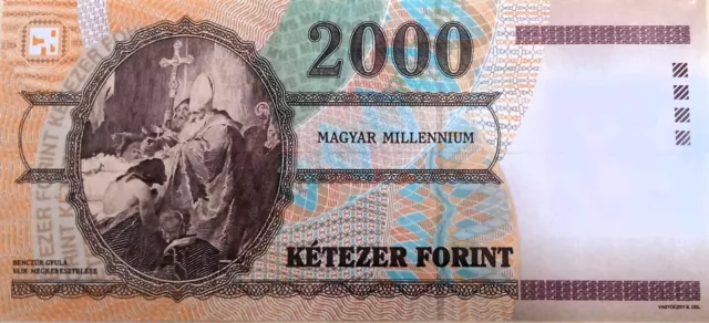 2000 Forint Hungary / Ungarn UNC Millenium commemorative banknote P-186a folder 2
