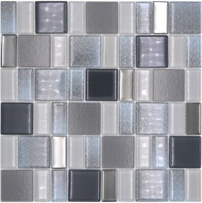 Mosaico de vidrio azulejo de mosaico antracita gris crema arco de mosaico 68-0216F_f | 10 mosaicos