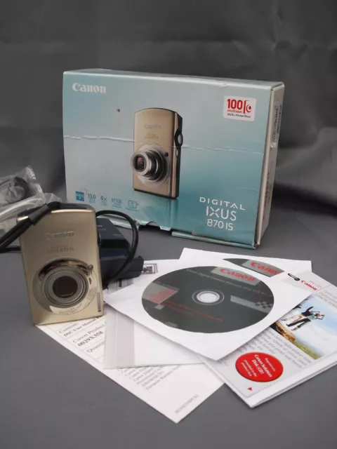 Canon Ixus 870 IS 10.0 MP 4x optical zoom compact camera + battery Charger WORKS
