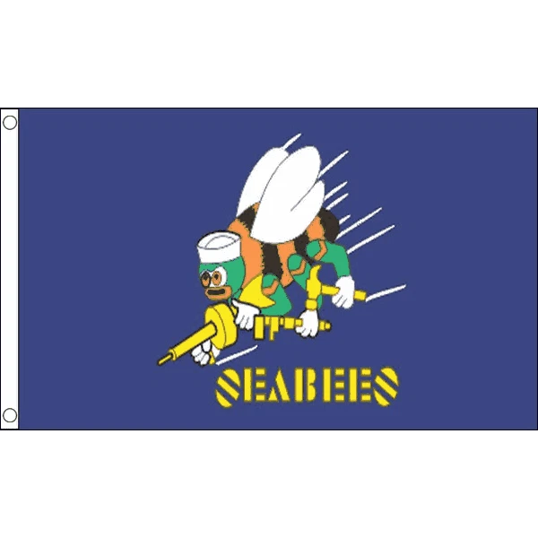 Bandiera US Navy Seabees 3x5 Piedi - Bianca Con Scritta - Poliestere Per Interni/Esterni - Trade Winds - Foto 5