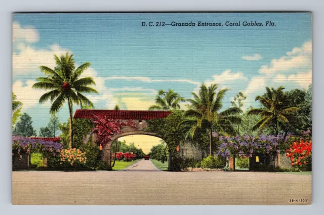 Coral Gables FL-Florida Tropical Granada Entrance Vintage Souvenir Postcard