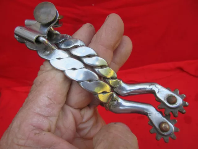RARE - WESTERN Cowboy  BOOT SPURS with " TWISTED METAL " DESIGN,SEE PICS. (7s)
