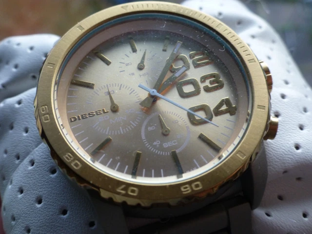 DIESEL LADIES FASHION gold tone dial quartz chronograph style watch ...