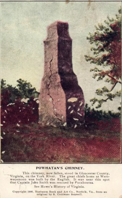 Powhatan's Chimney in Gloucester County Virginia VA  Postcard