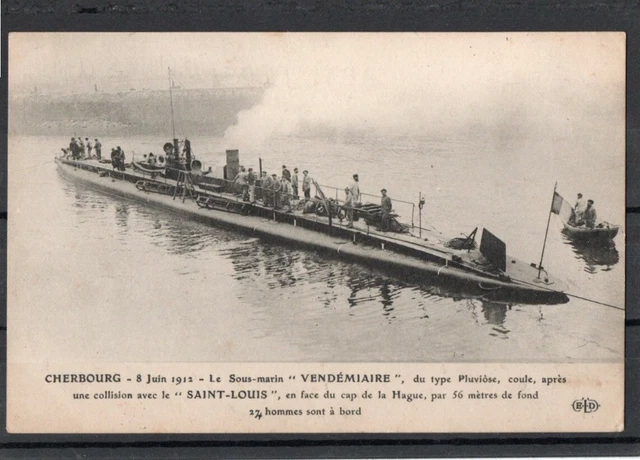Carte Postale Militaire Cherbourg Le Sous-Marin " Vendémiaire "