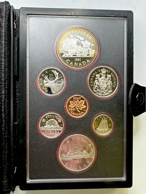 Canada 1981 Royal Canadian Mint Double Dollar Proof Set Train Silver Dollar 