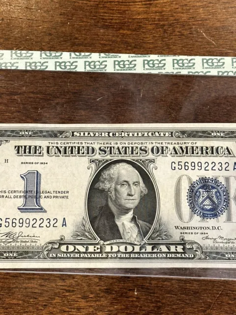 1934 $1 One Dollar Silver Certificate Funnyback Fr. 1606 PCGS 64 G56992232A 3