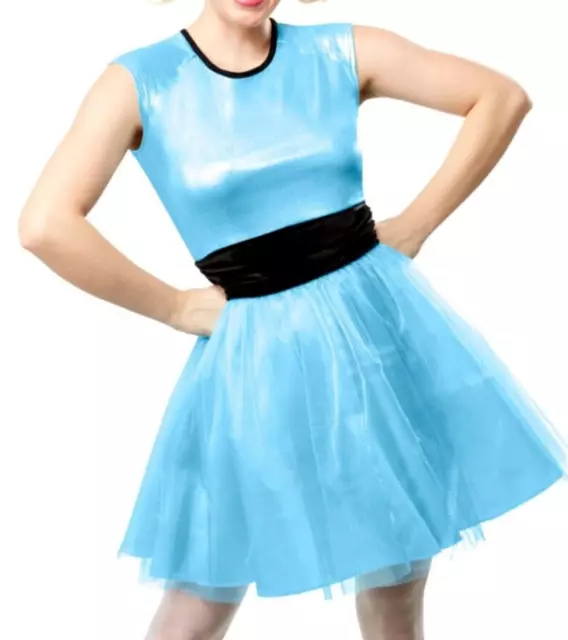 Women's Powerpuff Girls Bubbles Cartoon Blue Dress Costume SIZE S (with defect)