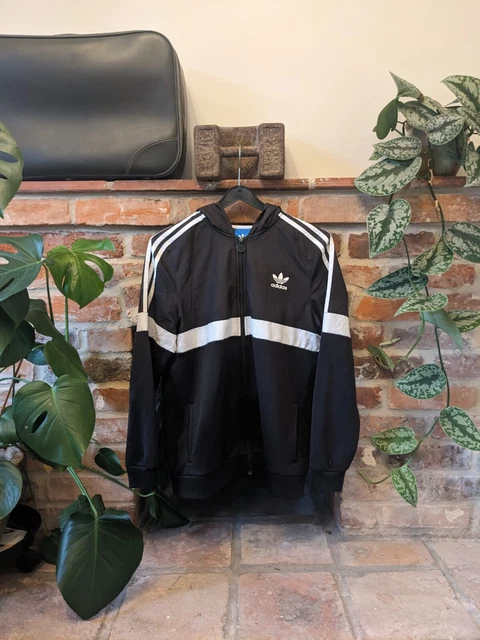 Giacca da track vintage Adidas retrò 3 righe nera tuta taglia small