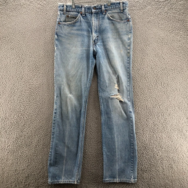 Vintage Levis 517 Jeans Mens 32X33 Light Wash Orange Tab Zip Fly Denim 80s