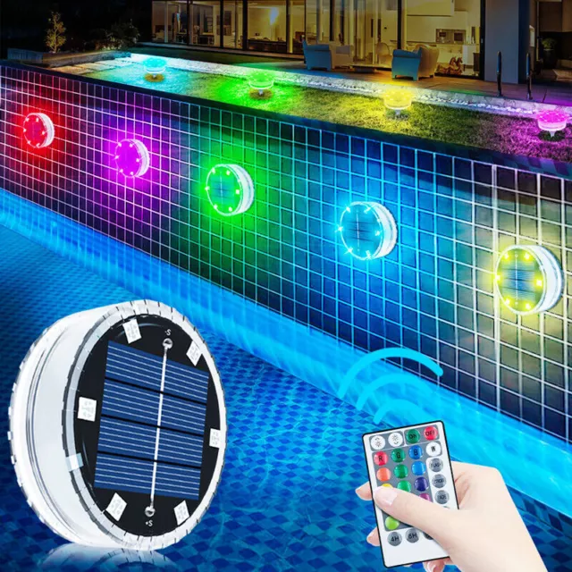 Solar Swimming Pool Light RGB LED Colorful Underwater Lighting Submersible Lamp