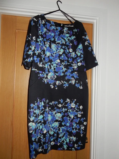 LK BENNETT 10 Leticia Blue Black Gold Floral Velvet Silk Midi Dress 10 Wedding 20.00 PicClick UK