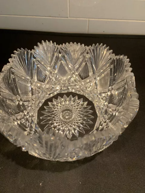 American Brilliant Cut Glass Serving Bowl, 8 1/2"