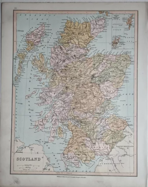 1878 Antique Map Scotland Hebrides Aberdeen Forfar Caithness Perth Edinburgh