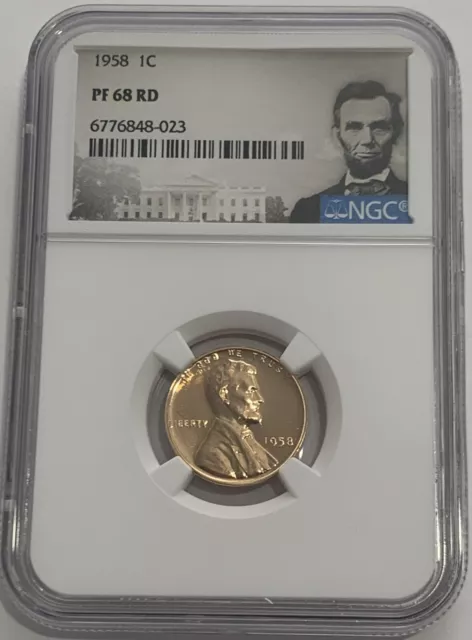 1958 Ngc Pf68 Rd Red Proof Lincoln Wheat Penny 1C One Cent Portrait Label