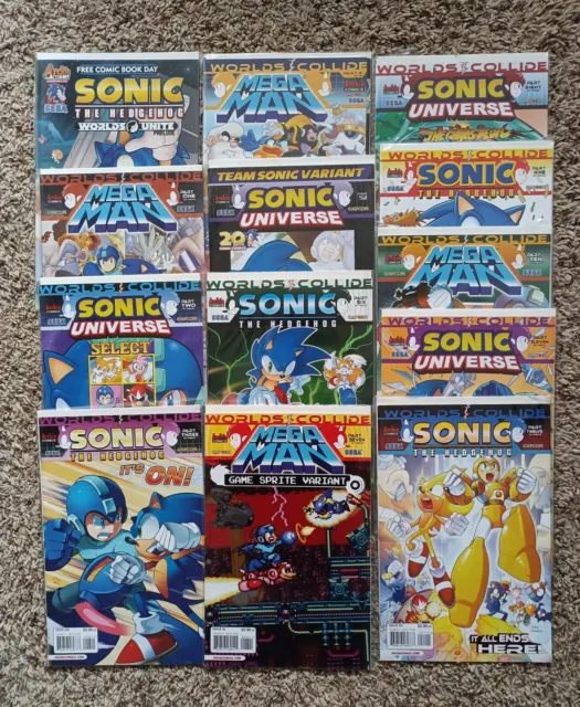 Sonic the Hedgehog Mega Man: Worlds CollideComics COMPLETE SET 0-12 Lot of 13