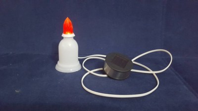 2pz LUMINO VOTIVO SOLARE LED ROSSO CON ACCUMULATORE E PANNELLO ARTIGIANALE 