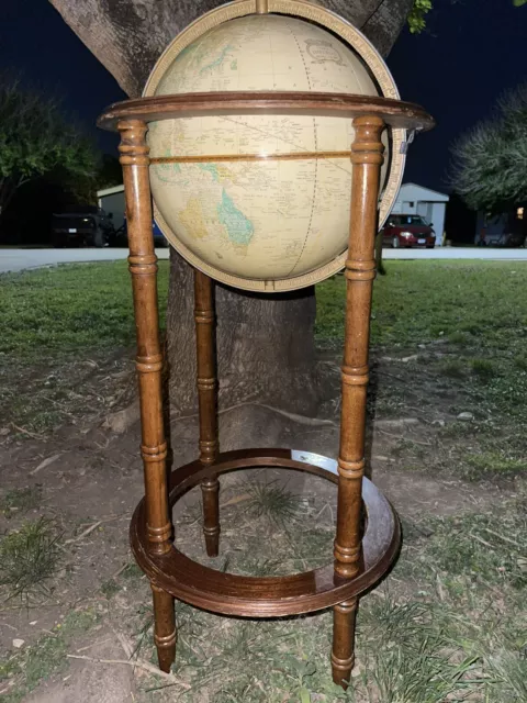 Vintage 12 Cram's Imperial World Globe On 36” Wooden Free Stand Rotating
