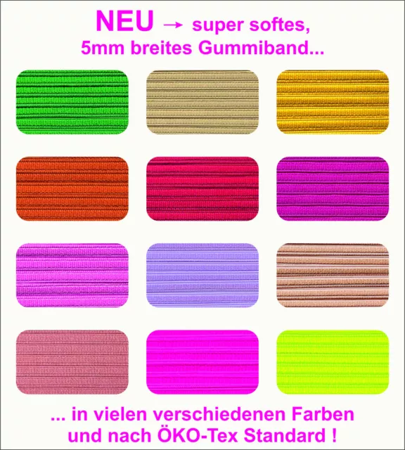 5mm Premium - Gummiband - ultra soft - sofort - ab 0,25 € / meter - Top Qualität 2