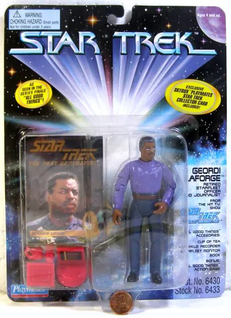 Playmates Star Trek TNG "Geordi LaForge" Retired officer 1995  6433 1995 T9J