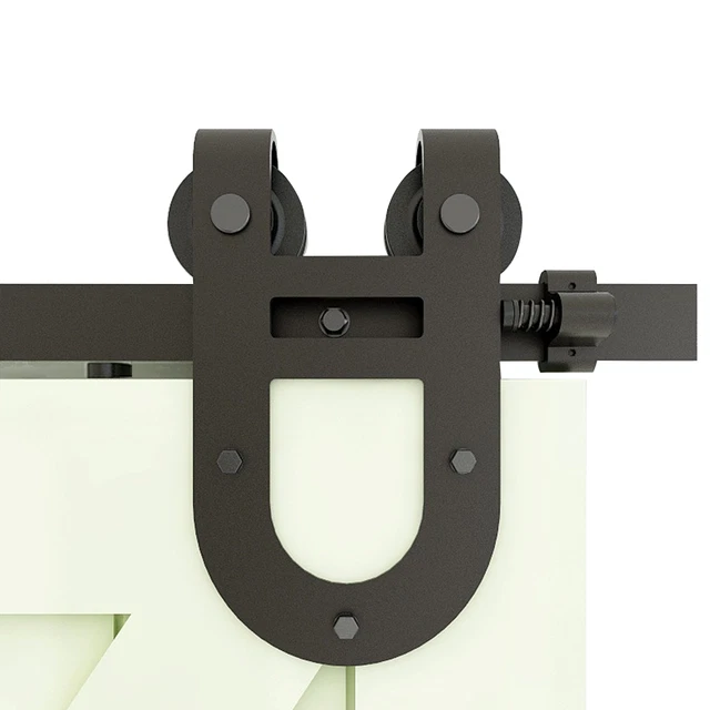 9 FT CCJH Steel Sliding Barn Wood Double Door Horseshoe Style Hardware