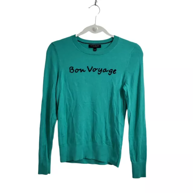 Banana Republic Sweater XS Womens Green Bon Voyage Silk Cotton Crew Neck