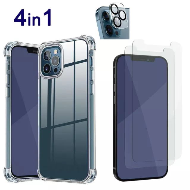 Handyhülle + 2x Panzerfolie + Kamera Glas 9H Apple iPhone 12 Pro MAX Schutzhülle