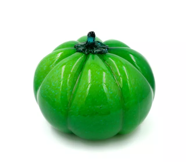Large Murano Style Art Glass Green Pumpkin Glass Fruit And Vegetables 2