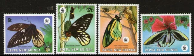 124. Papua New Guinea 1988 Ensemble / 4 Tampon Insectes, Papillon, W. W. F. MNH