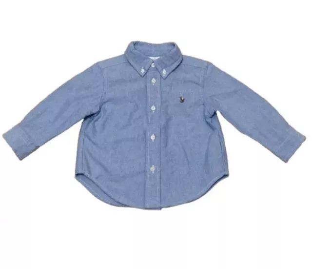 Ralph Lauren Polo Baby Boys Blue L/S Button Down Shirt Size 12 M