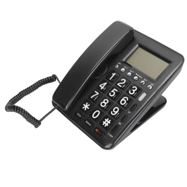 (Black)Corded Phone YK719 Desktop Wired Telephone Classical Big Button Hands