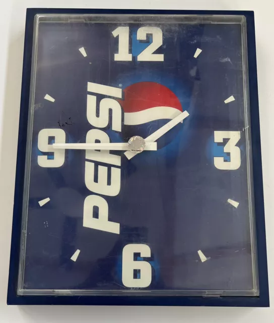 Vintage Pepsi Cola Wall Clock Cafe Bar Diner Advertising Battery Operated