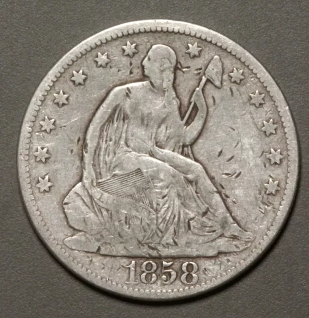 1858 Liberty Seated HALF DOLLAR *Fine* 50c Antebellum Period #15