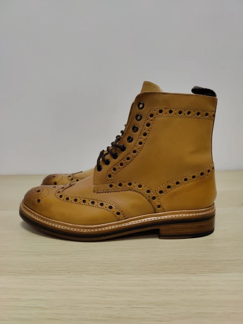 Grenson 5068 Fred Calf Knöchel einfarbig braun Leder Brogues Stiefel UK 10 G Herren
