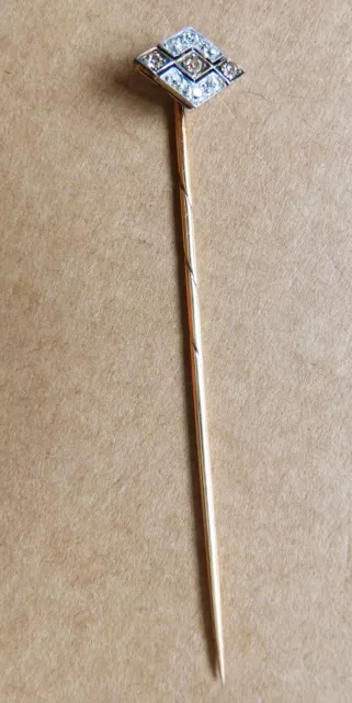 Épingle de cravate foulard OR 18k + diamants Bijou ancien gold  stick pin