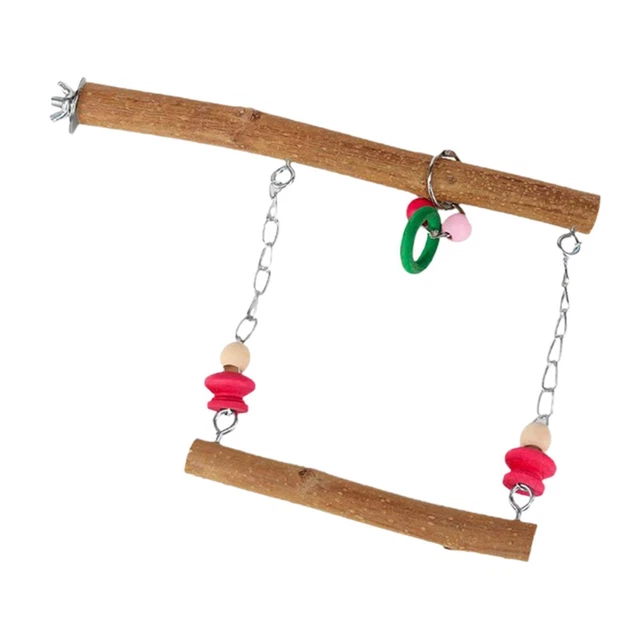 Vogel-Papagei-Schaukel-Spielzeug, Vogelständer, Barsch aus Holz, 3