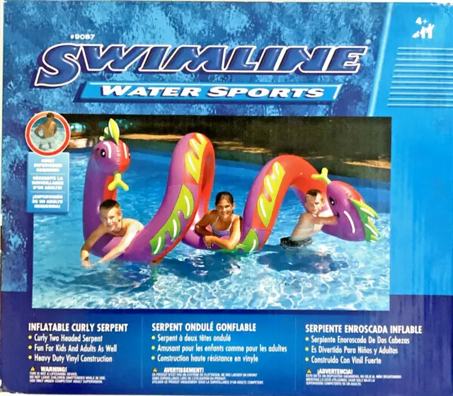 Swimline 96" Two Headed Curly Serpent Swimming Pool Inflatable Giant Float