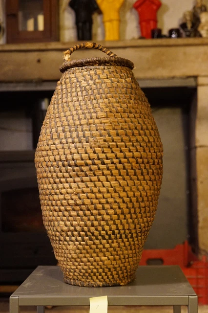 Texture de panier en osier en arrière-plan | Photo Premium